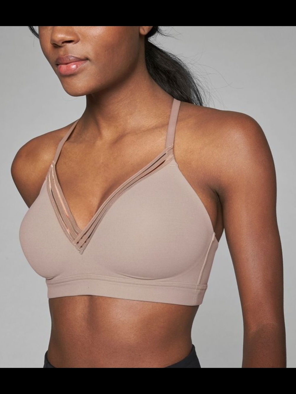 Athleta Everyday Bra in Powervita Nude V-Neck, Medium